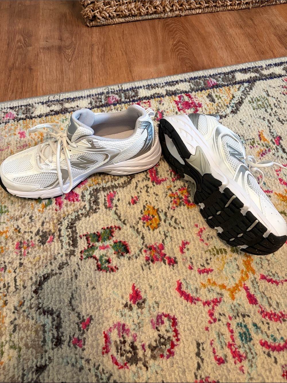 New Balance Men’s White and Silver Athletic Shoes